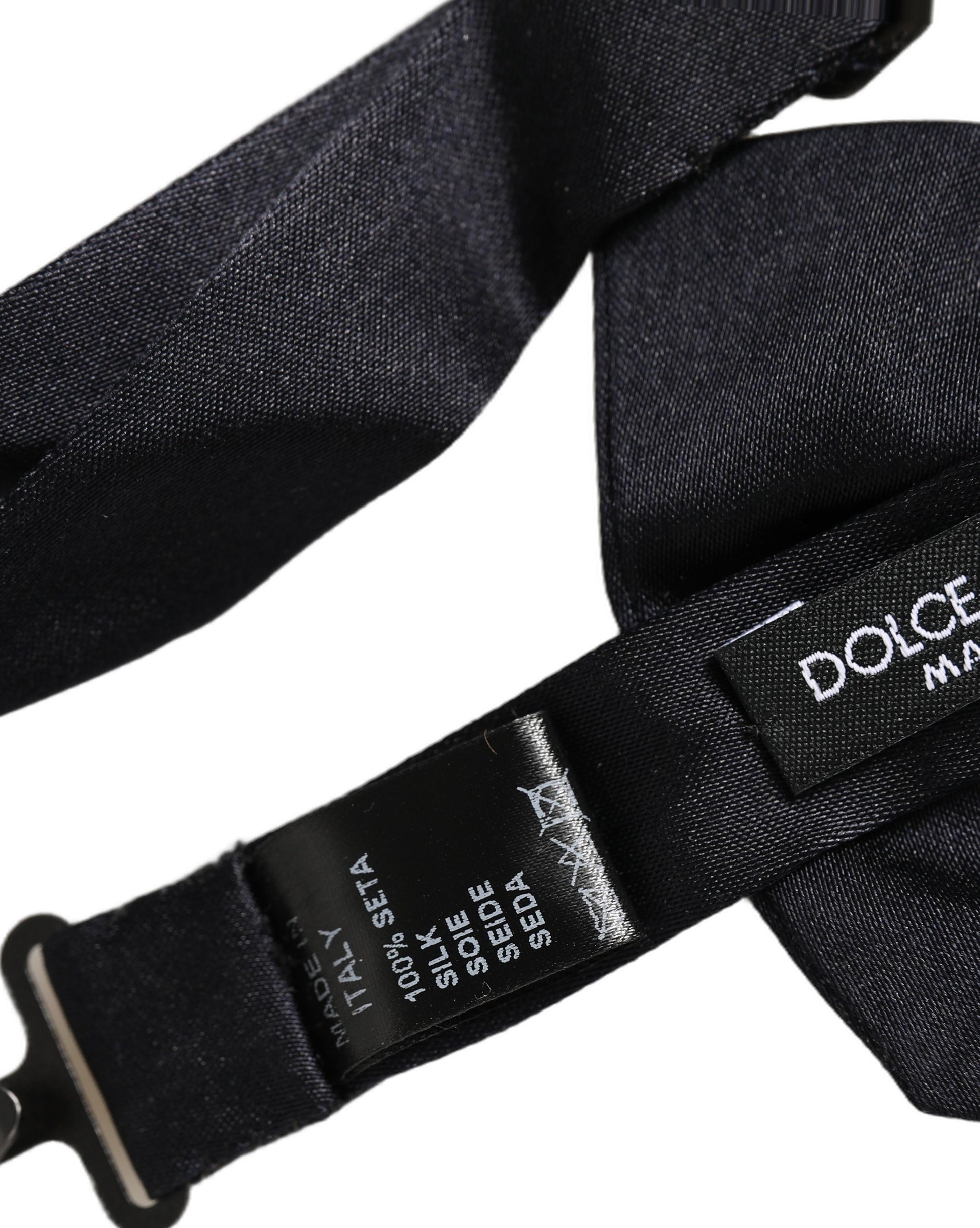 Dolce & Gabbana Men Black 100% Silk Adjustable Neck Papillon Bow Tie
