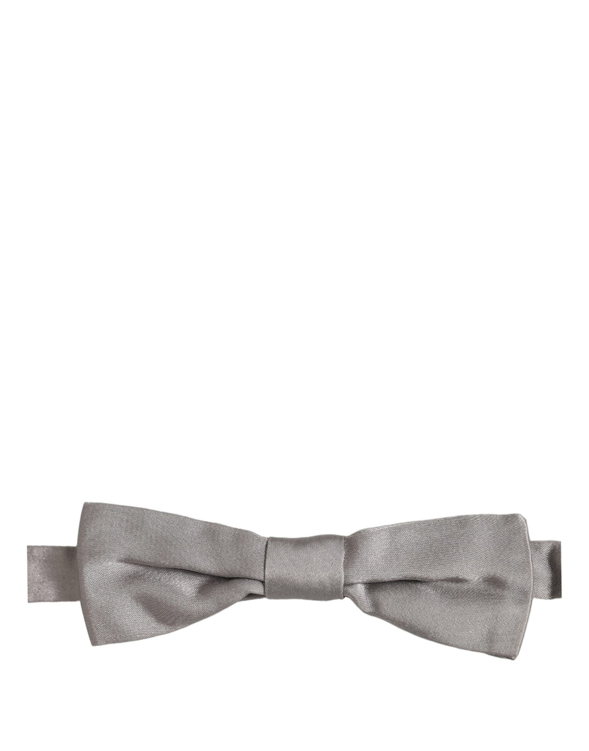 Dolce & Gabbana Men Gray 100% Silk Adjustable Neck Papillon Bow Tie
