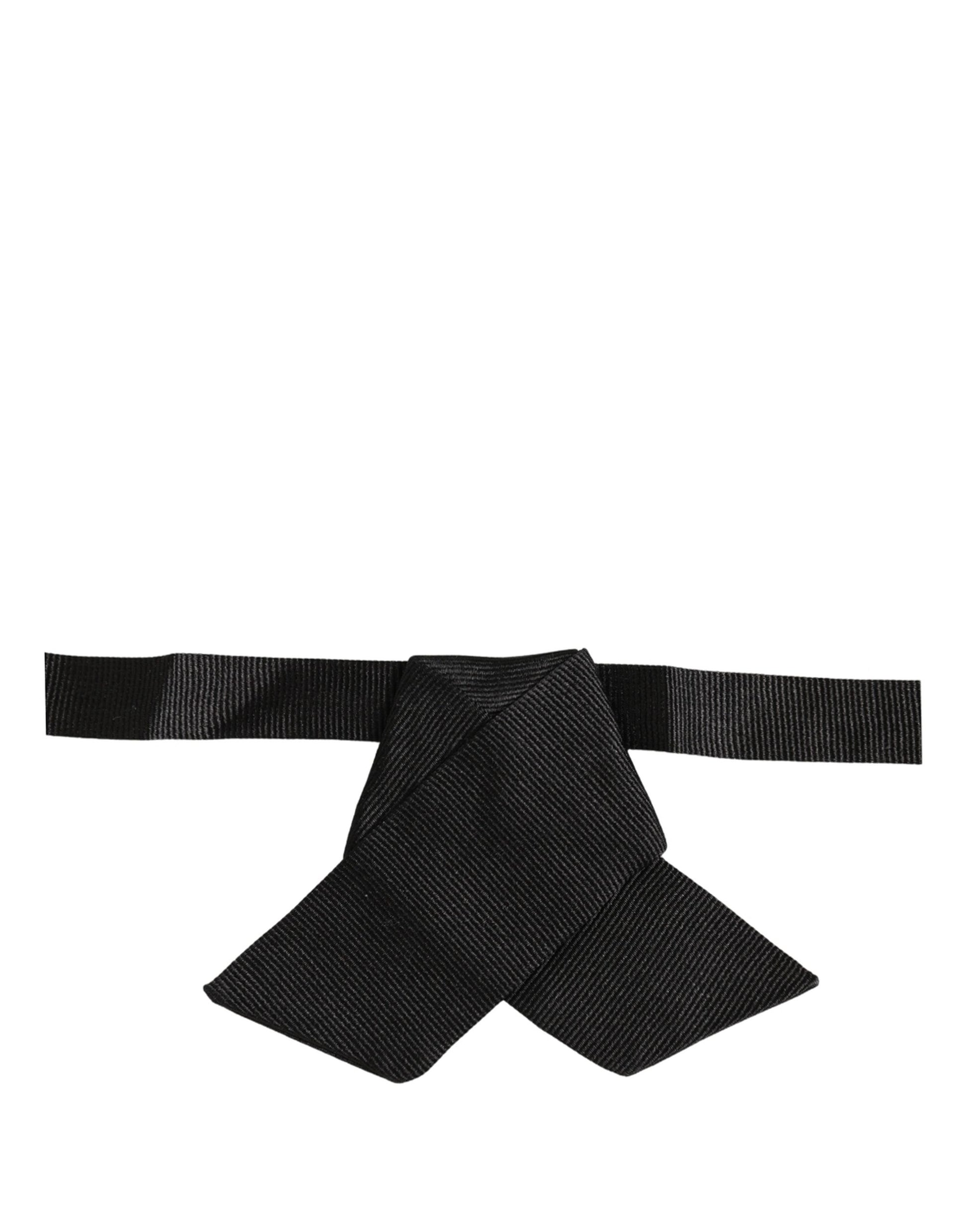 Dolce & Gabbana Men Black 100% Silk Adjustable Neck Papillon Bow Tie