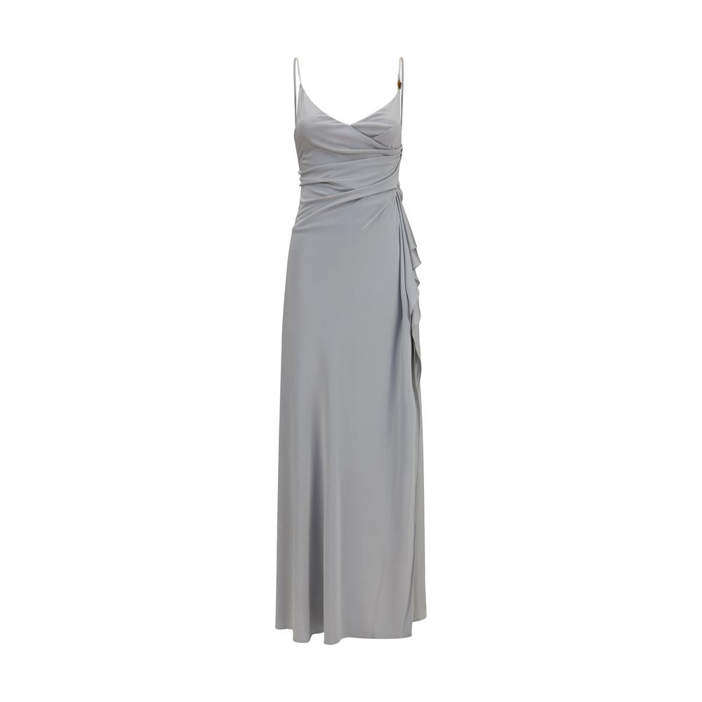 Versace Gray Viscose Sleeveless Casual Dress with Medusa Hardware