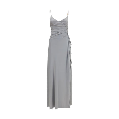 Versace Gray Viscose Sleeveless Casual Dress with Medusa Hardware