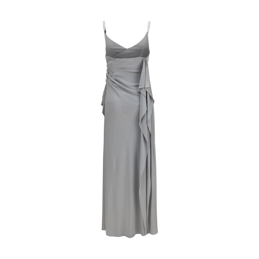Versace Gray Viscose Sleeveless Casual Dress with Medusa Hardware