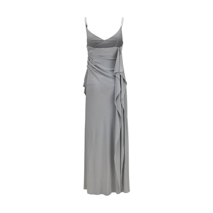 Versace Gray Viscose Sleeveless Casual Dress with Medusa Hardware