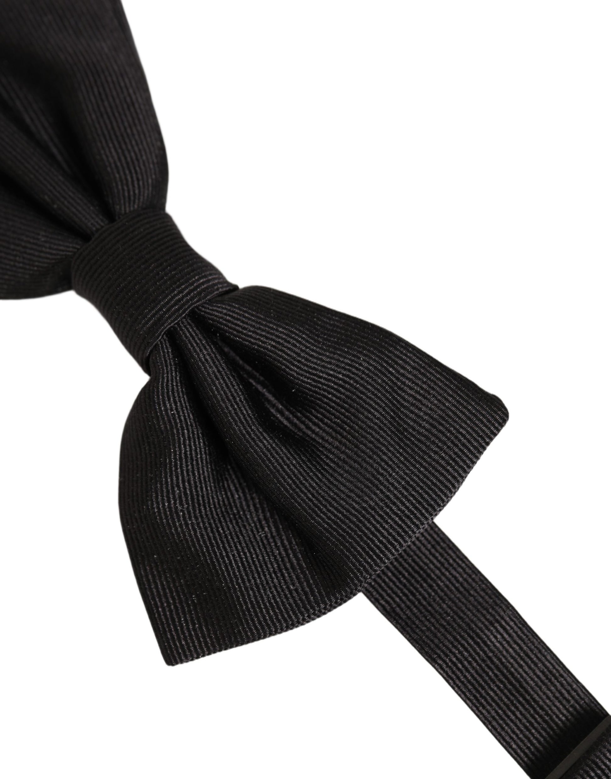 Dolce & Gabbana Men Black 100% Silk Adjustable Neck Papillon Bow Tie
