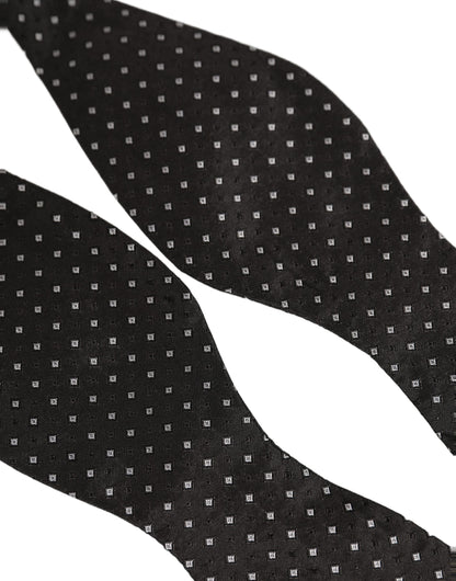Dolce & Gabbana Black White Polka Dot Adjustable Neck Papillon Bow Tie