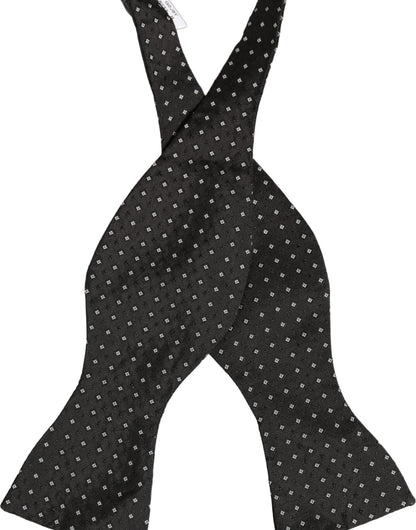 Dolce & Gabbana Black White Polka Dot Adjustable Neck Papillon Bow Tie