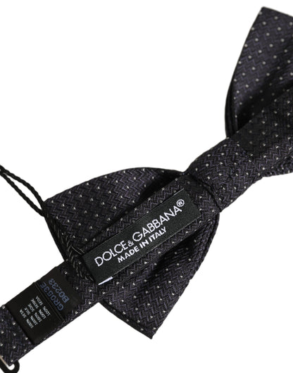 Dolce & Gabbana Black White Polka Dot Adjustable Neck Papillon Bow Tie