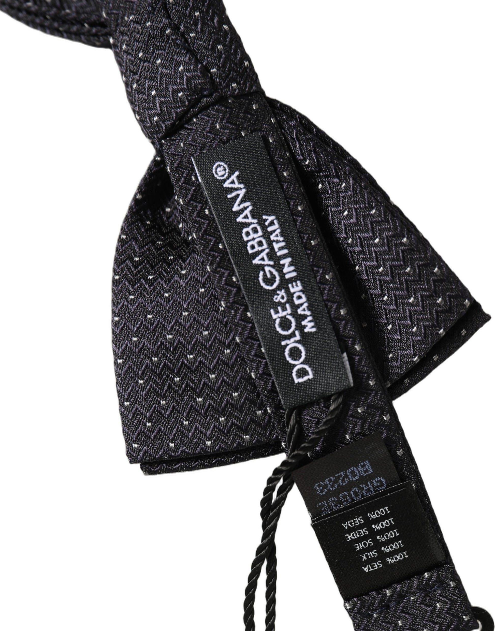 Dolce & Gabbana Black White Polka Dot Adjustable Neck Papillon Bow Tie
