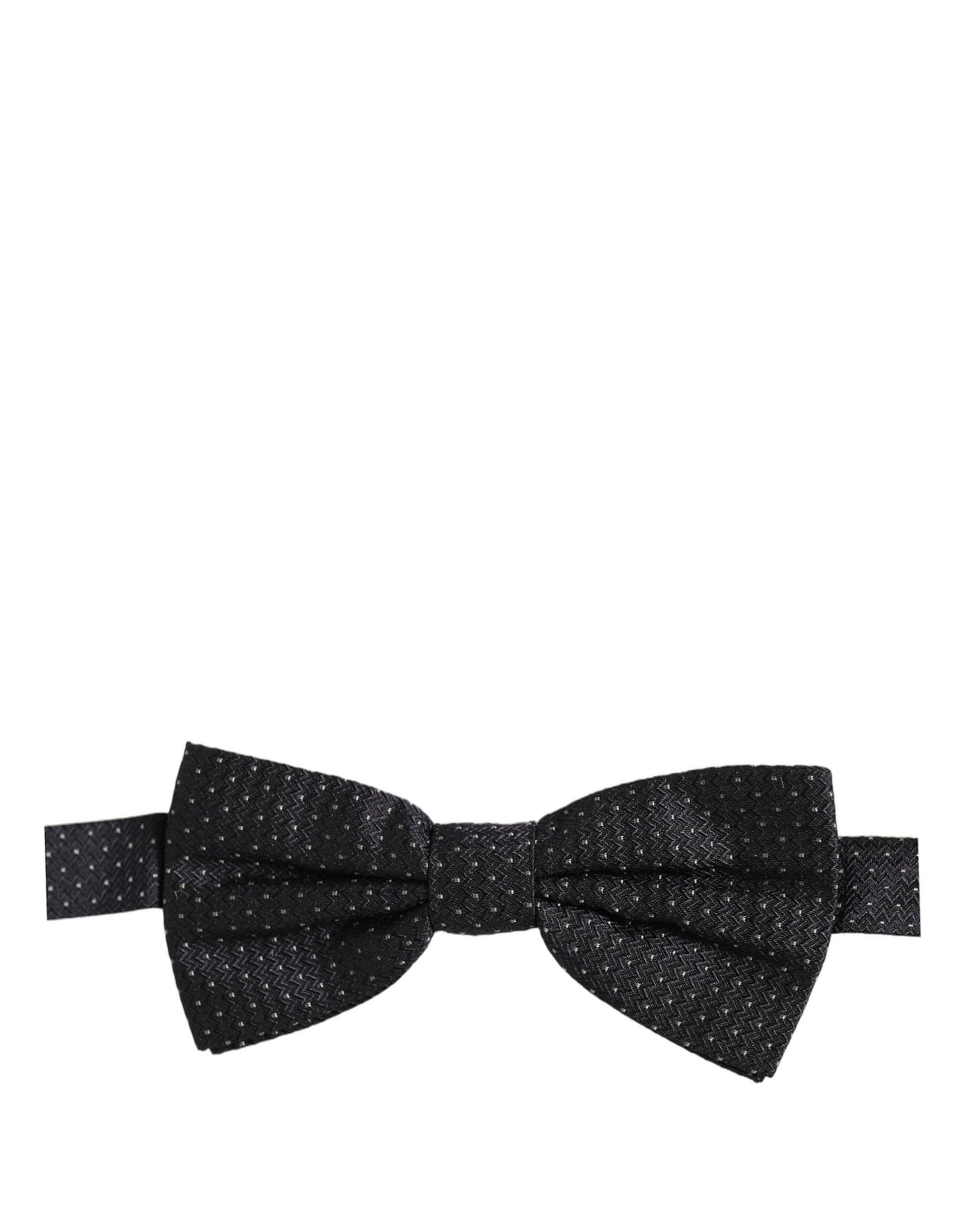 Dolce & Gabbana Black White Polka Dot Adjustable Neck Papillon Bow Tie