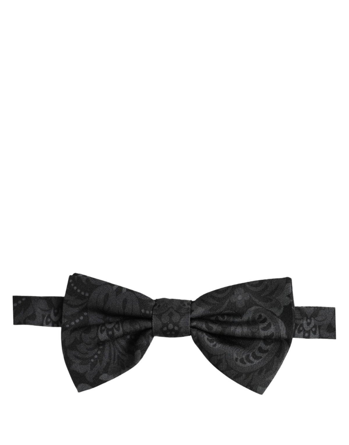 Dolce & Gabbana Men Black Paisley Silk Adjustable Neck Papillon Bow Tie