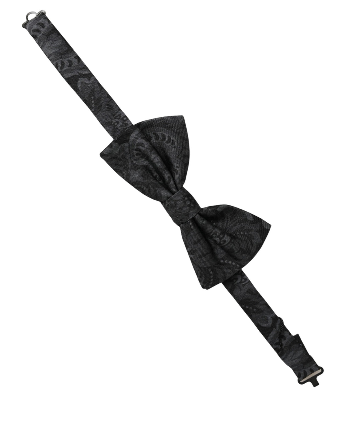 Dolce & Gabbana Men Black Paisley Silk Adjustable Neck Papillon Bow Tie