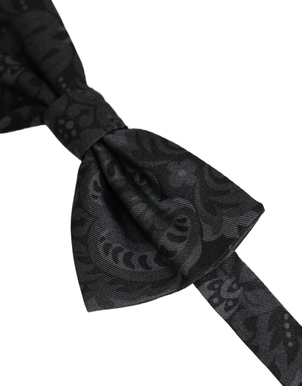 Dolce & Gabbana Men Black Paisley Silk Adjustable Neck Papillon Bow Tie