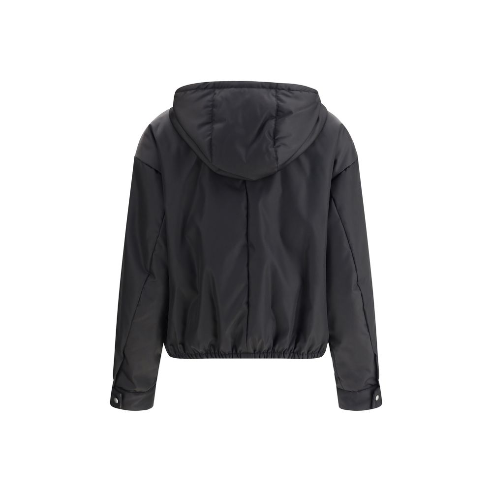 Prada Black Re-Nylon Adjustable Hooded Shell Jacket