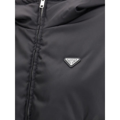 Prada Black Re-Nylon Adjustable Hooded Shell Jacket