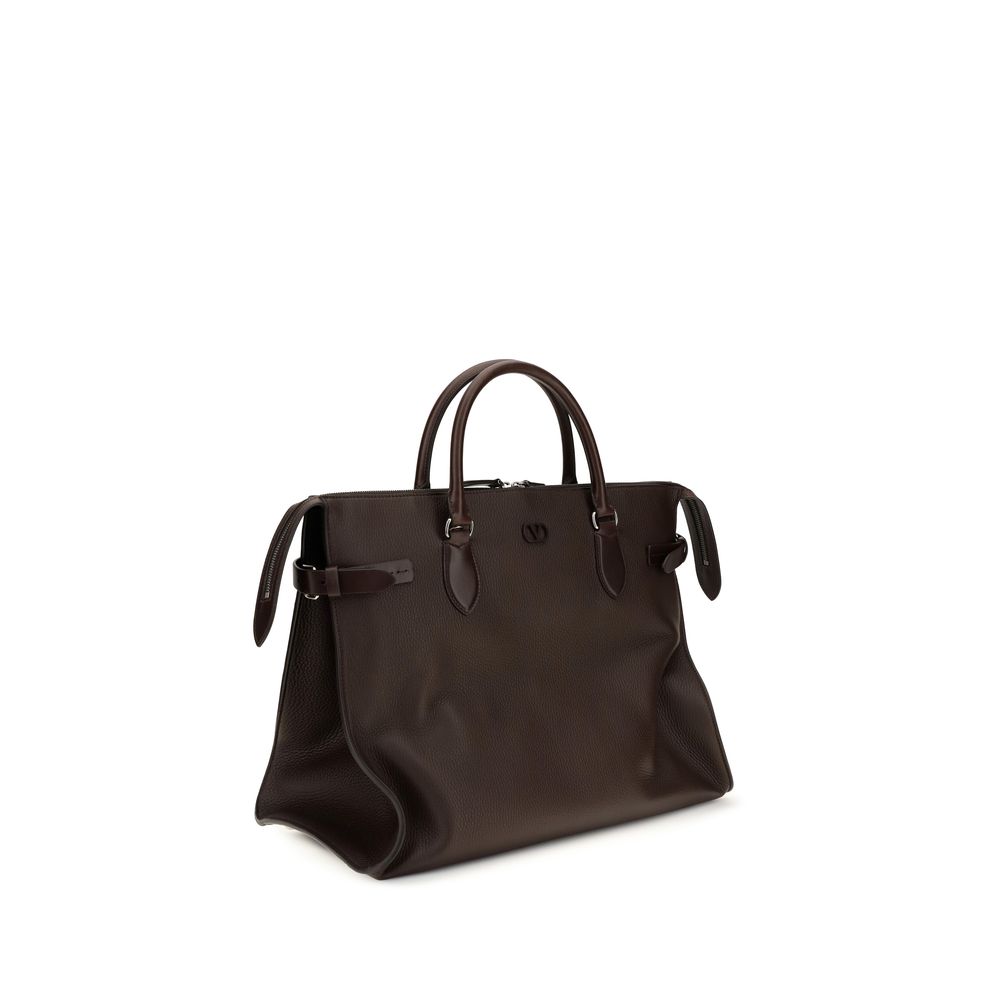 Valentino Garavani Brown Calf Leather Bos Taurus Shoulder Bag
