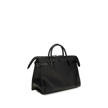 Valentino Garavani Black Calf Leather Bos Taurus Shoulder Bag