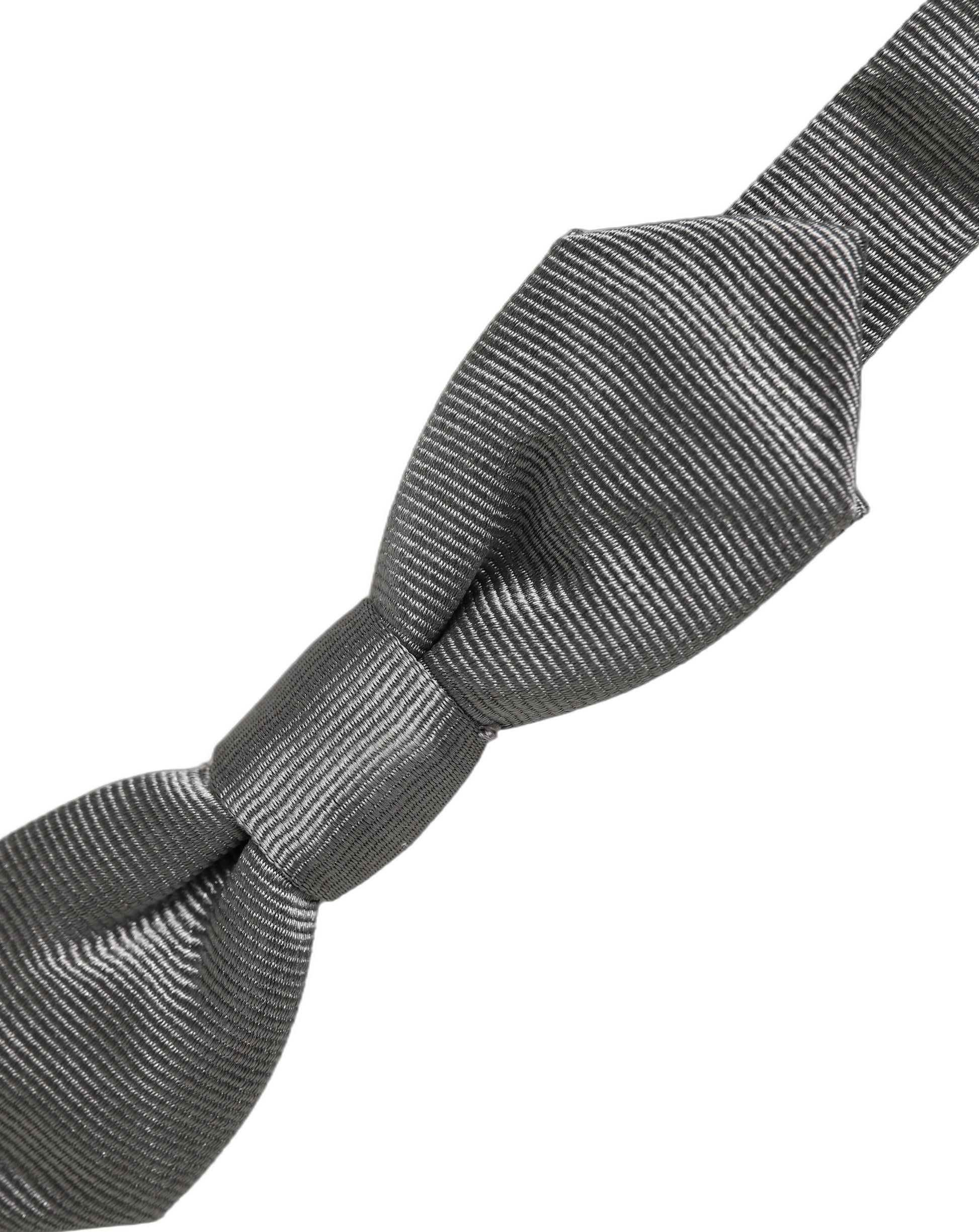 Dolce & Gabbana Men Gray 100% Silk Adjustable Neck Papillon Bow Tie
