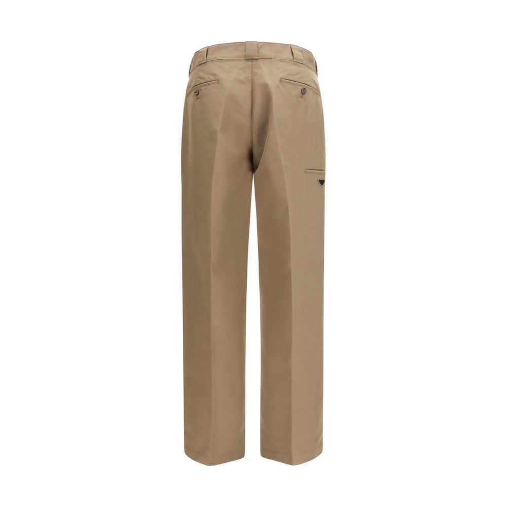 Prada Brown Technical Canvas Wide-Leg Casual Pants