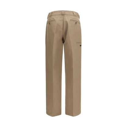 Prada Brown Technical Canvas Wide-Leg Casual Pants