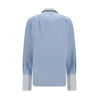 Prada Jewel-Embellished Blue Cotton Dress Shirt