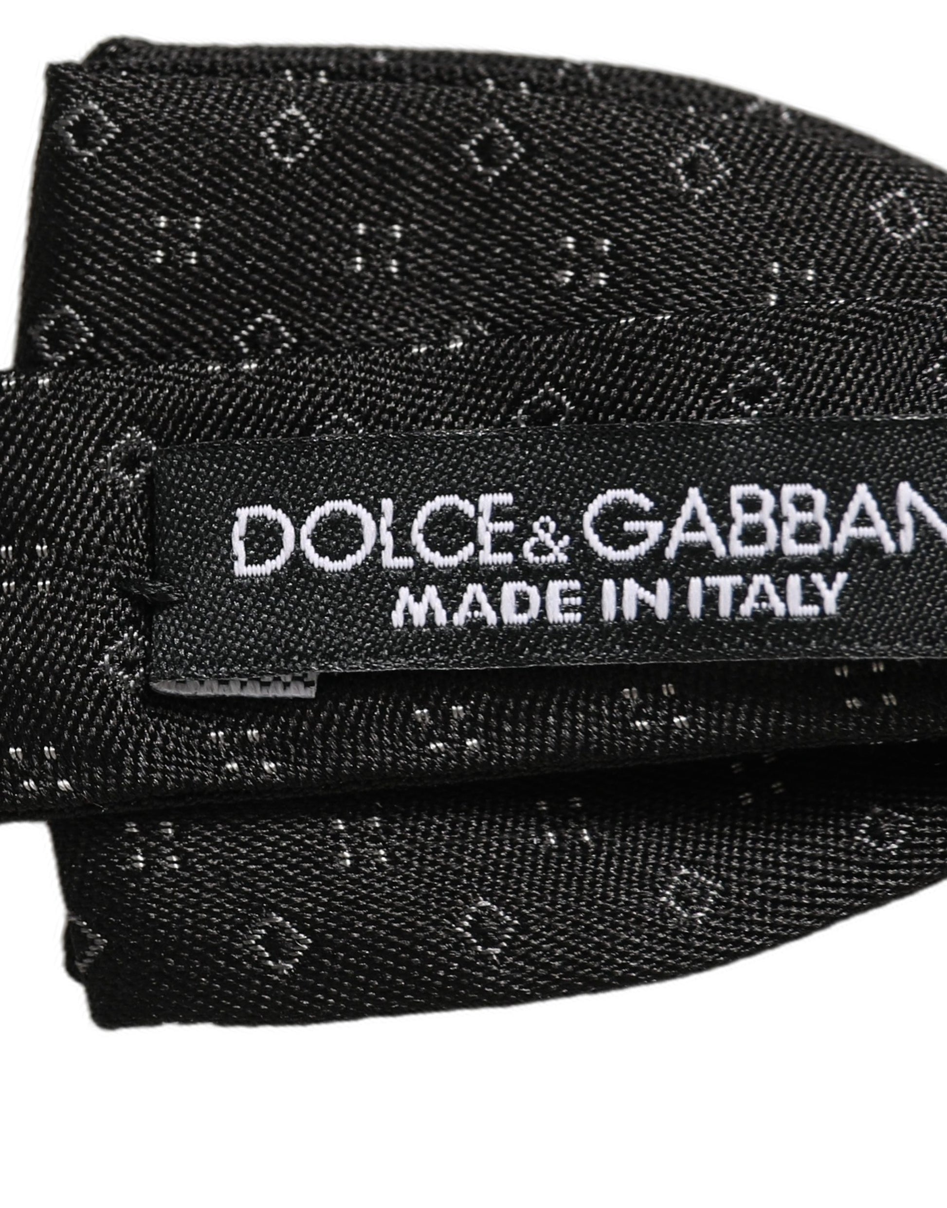 Dolce & Gabbana Black Diamond Pattern Adjustable Neck Papillon Bow Tie