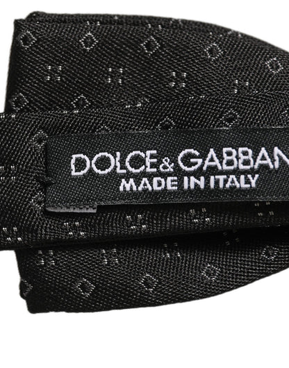 Dolce & Gabbana Black Diamond Pattern Adjustable Neck Papillon Bow Tie