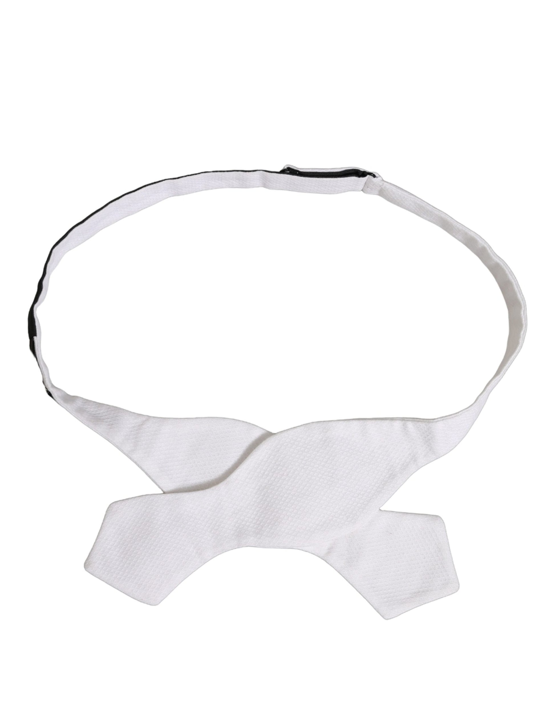 Dolce & Gabbana Men White 100% Silk Adjustable Neck Papillon Bow Tie