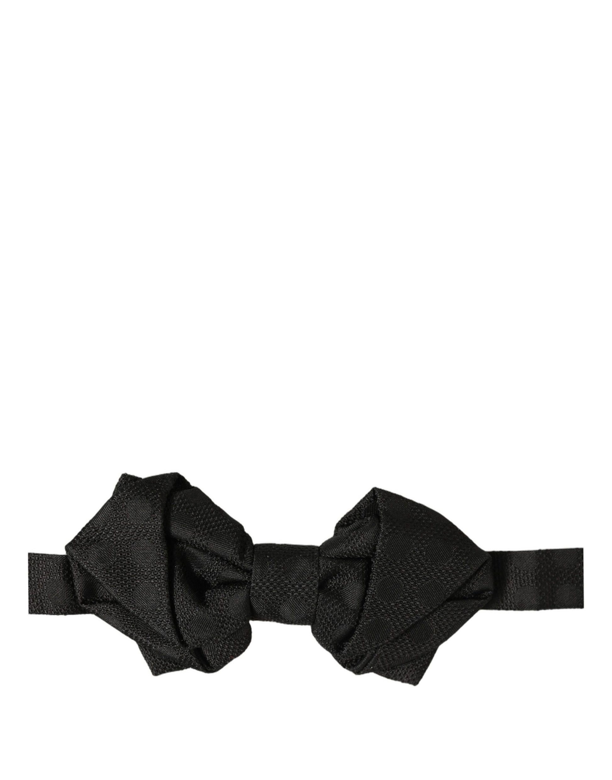 Dolce & Gabbana Men Black 100% Silk Adjustable Neck Papillon Bow Tie
