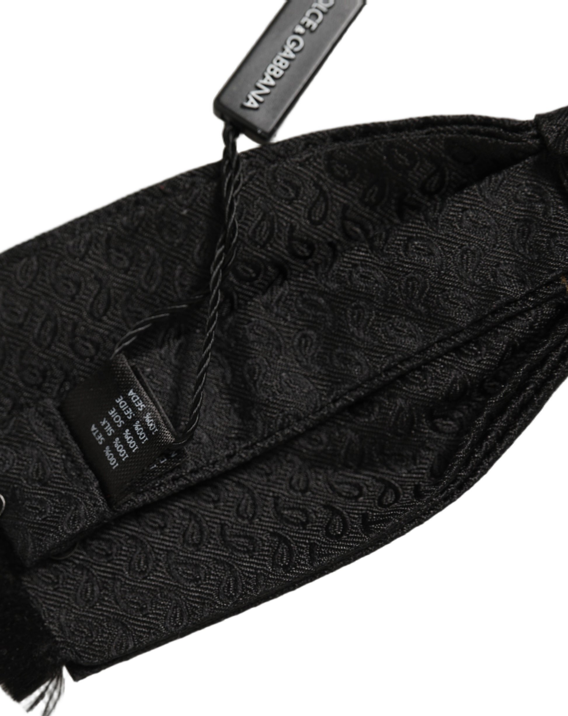 Dolce & Gabbana Men Black 100% Silk Adjustable Neck Papillon Bow Tie