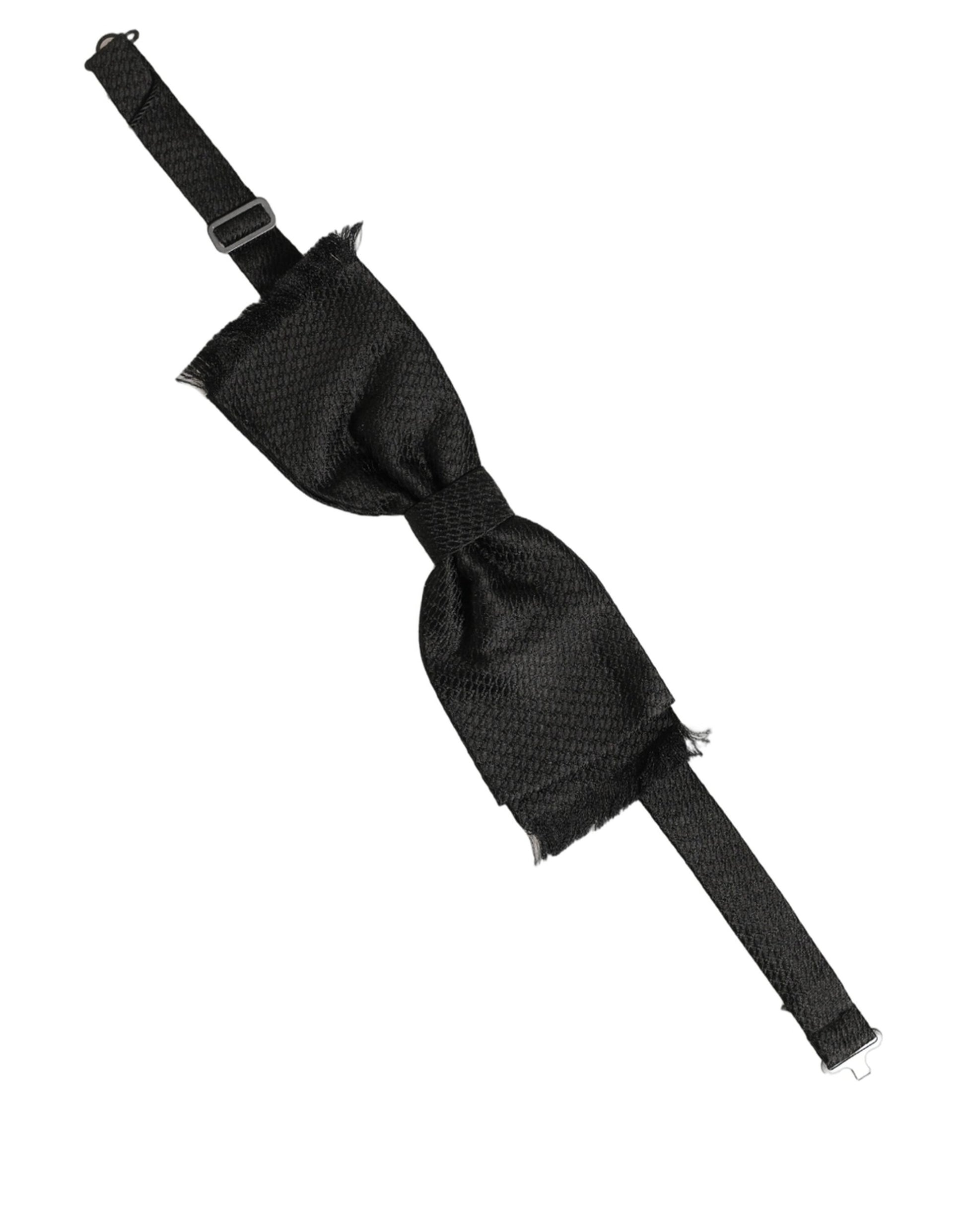 Dolce & Gabbana Men Black 100% Silk Adjustable Neck Papillon Bow Tie