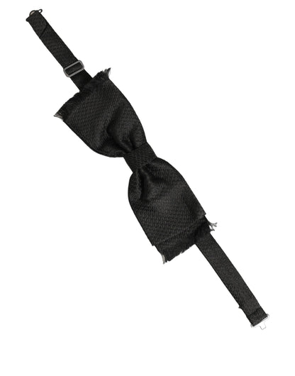 Dolce & Gabbana Men Black 100% Silk Adjustable Neck Papillon Bow Tie