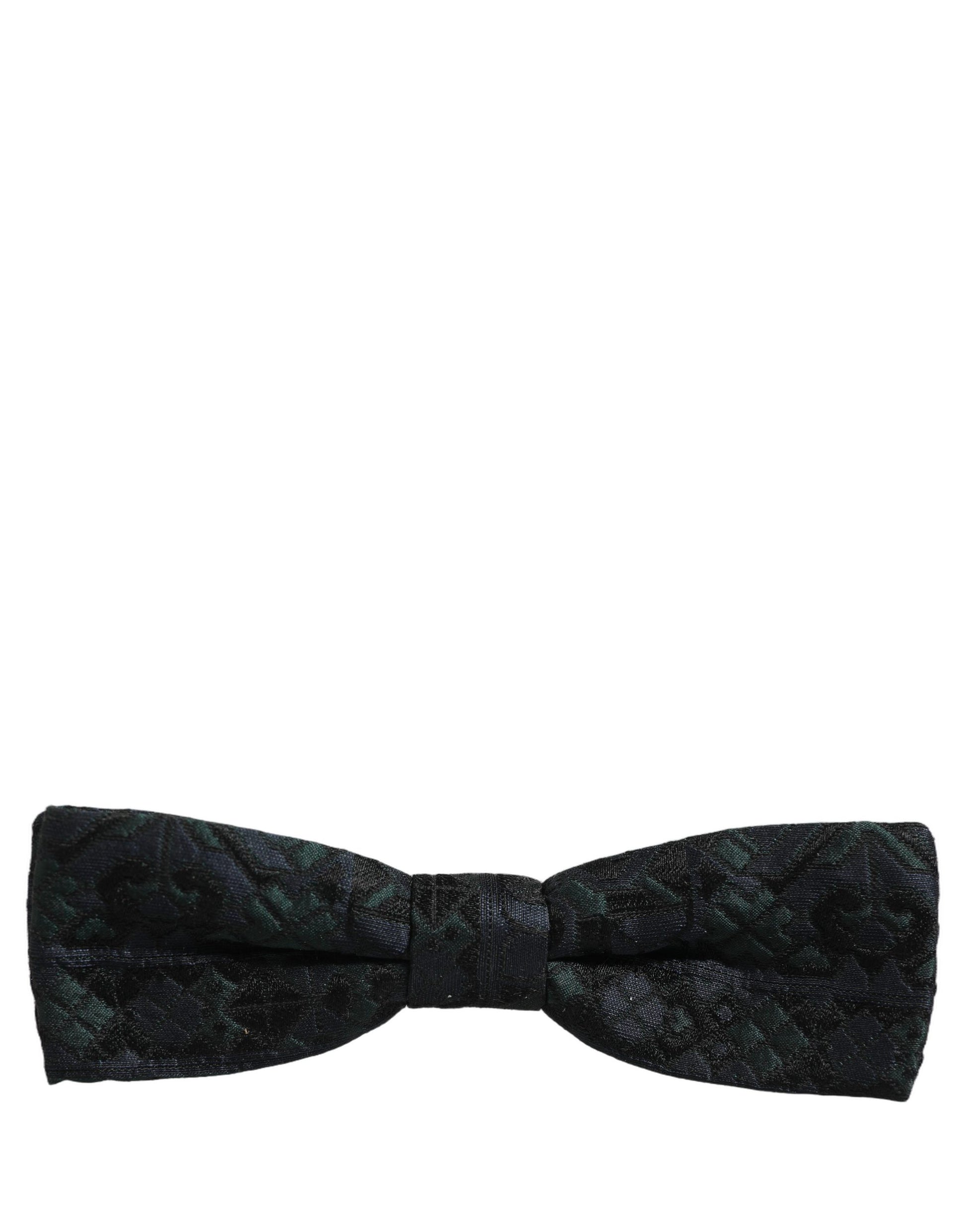 Dolce & Gabbana Men Black Green Paisley Adjustable Neck Papillon Bow Tie