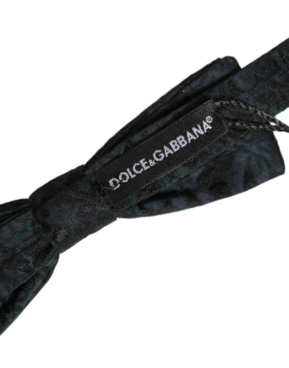 Dolce & Gabbana Men Black Green Paisley Adjustable Neck Papillon Bow Tie