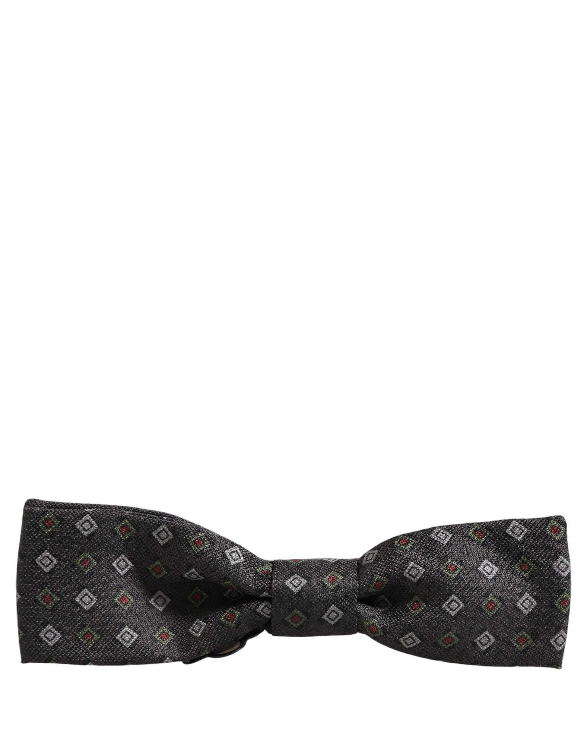 Dolce & Gabbana Men Dark Gray Geometric Adjustable Bow Tie