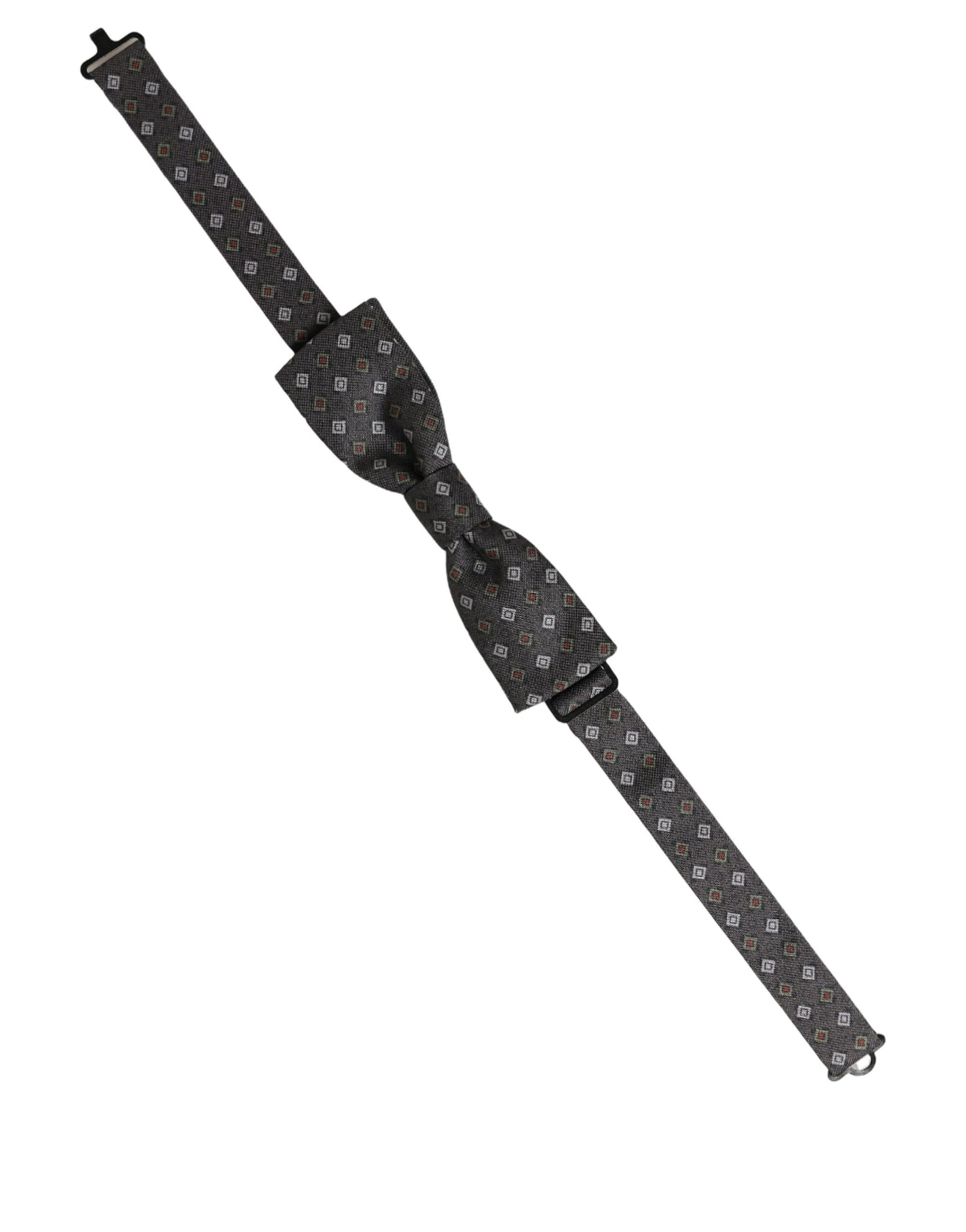 Dolce & Gabbana Men Dark Gray Geometric Adjustable Bow Tie