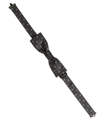 Dolce & Gabbana Men Dark Gray Geometric Adjustable Bow Tie