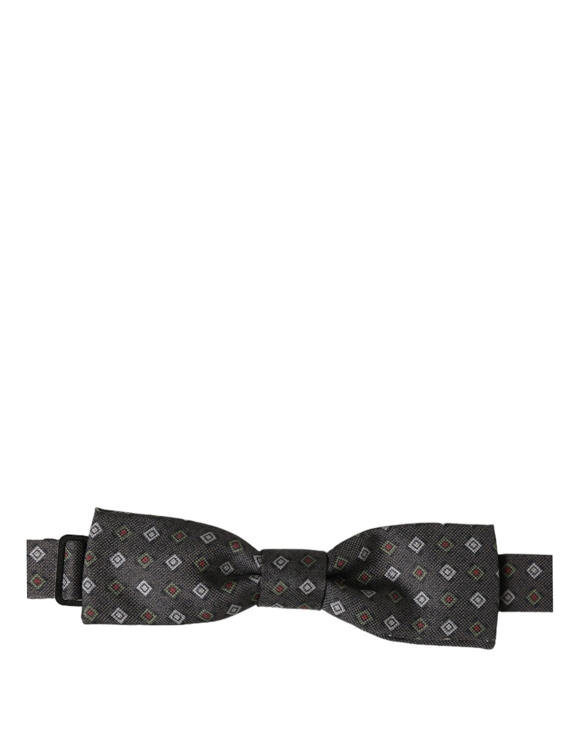 Dolce & Gabbana Men Dark Gray Geometric Adjustable Bow Tie