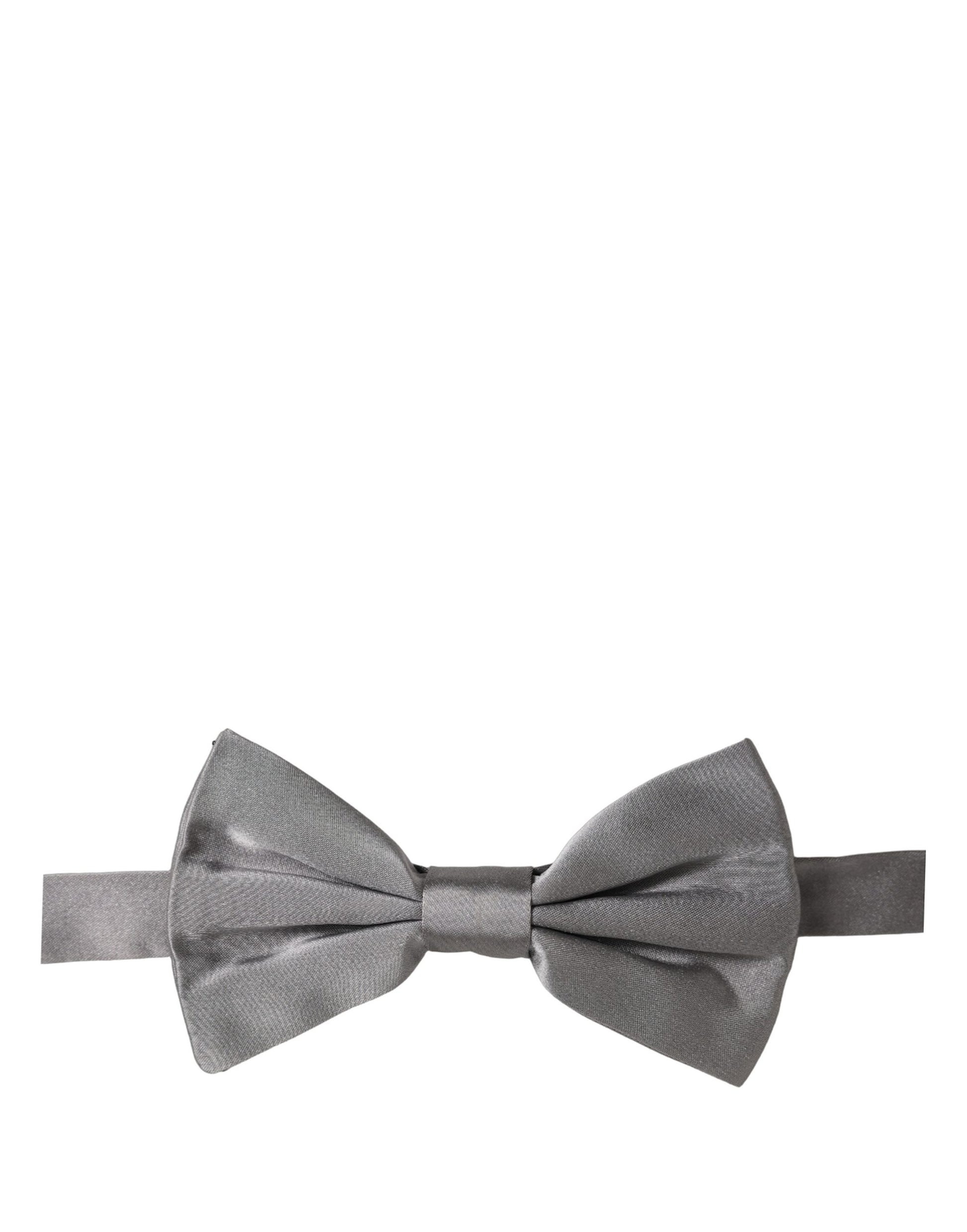 Dolce & Gabbana Men Gray 100% Silk Adjustable Neck Papillon Bow Tie