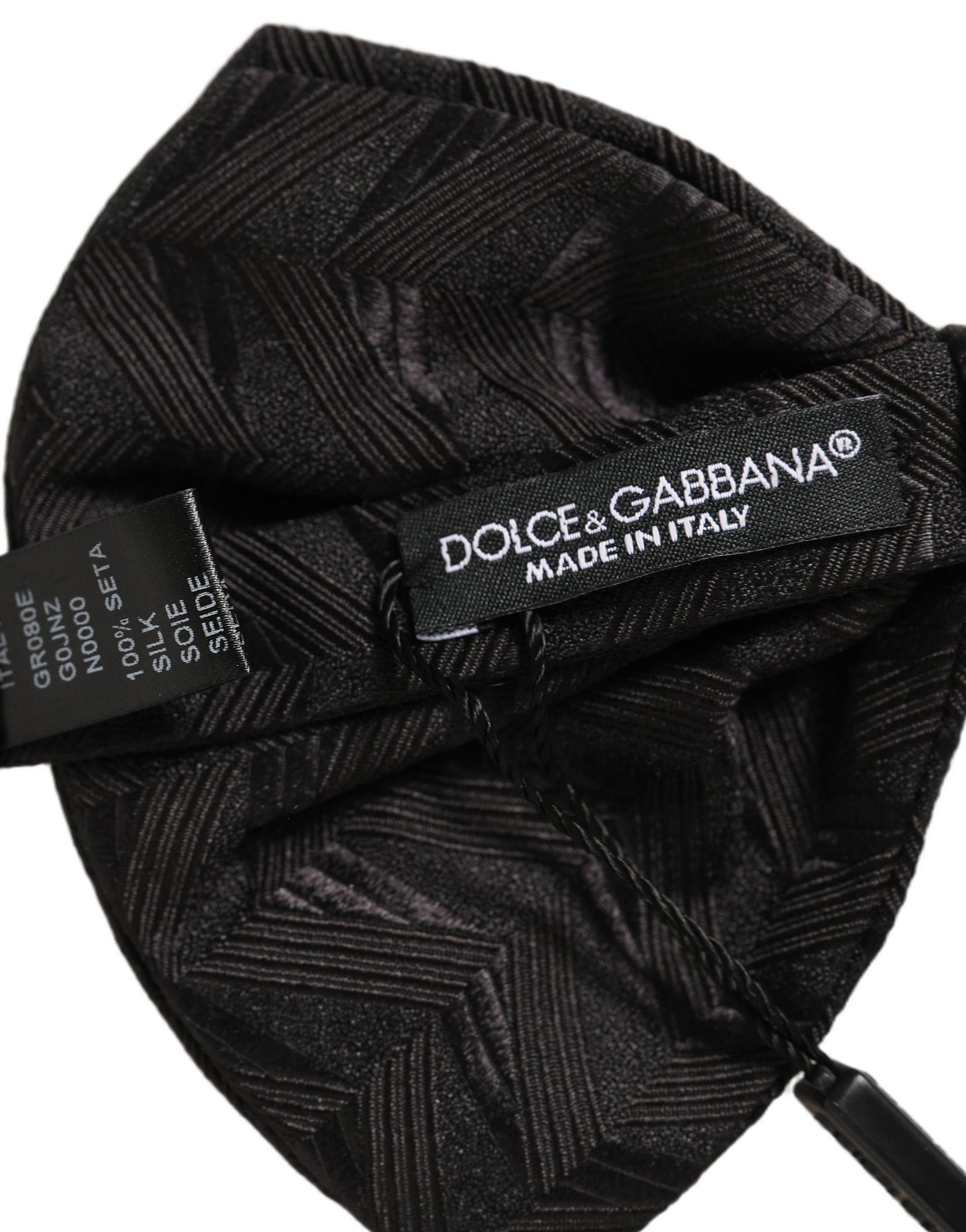 Dolce & Gabbana Men Black Patterned Adjustable Neck Papillon Bow Tie
