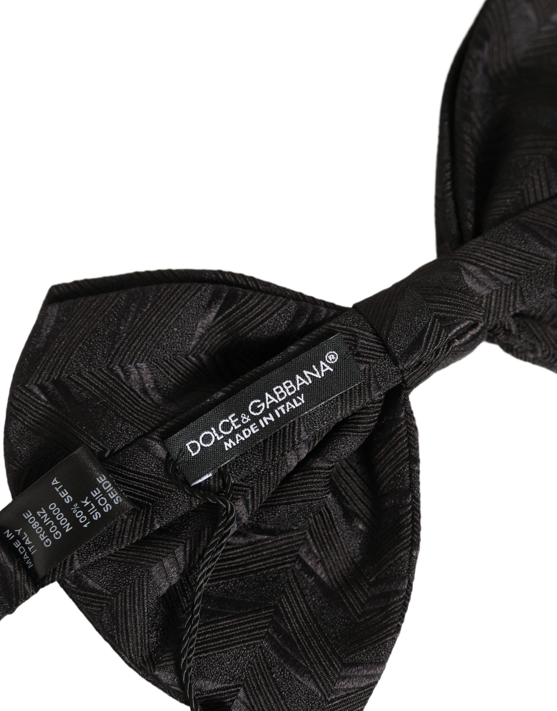 Dolce & Gabbana Men Black Patterned Adjustable Neck Papillon Bow Tie