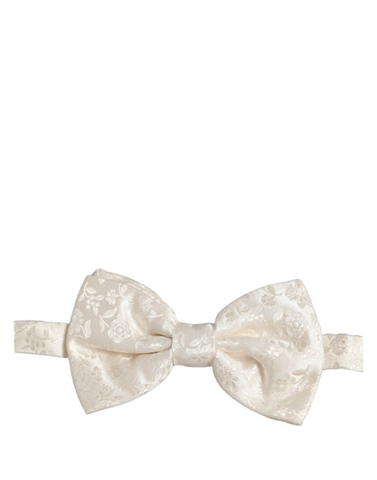 Dolce & Gabbana Men White Floral Silk Adjustable Neck Papillon BowTie