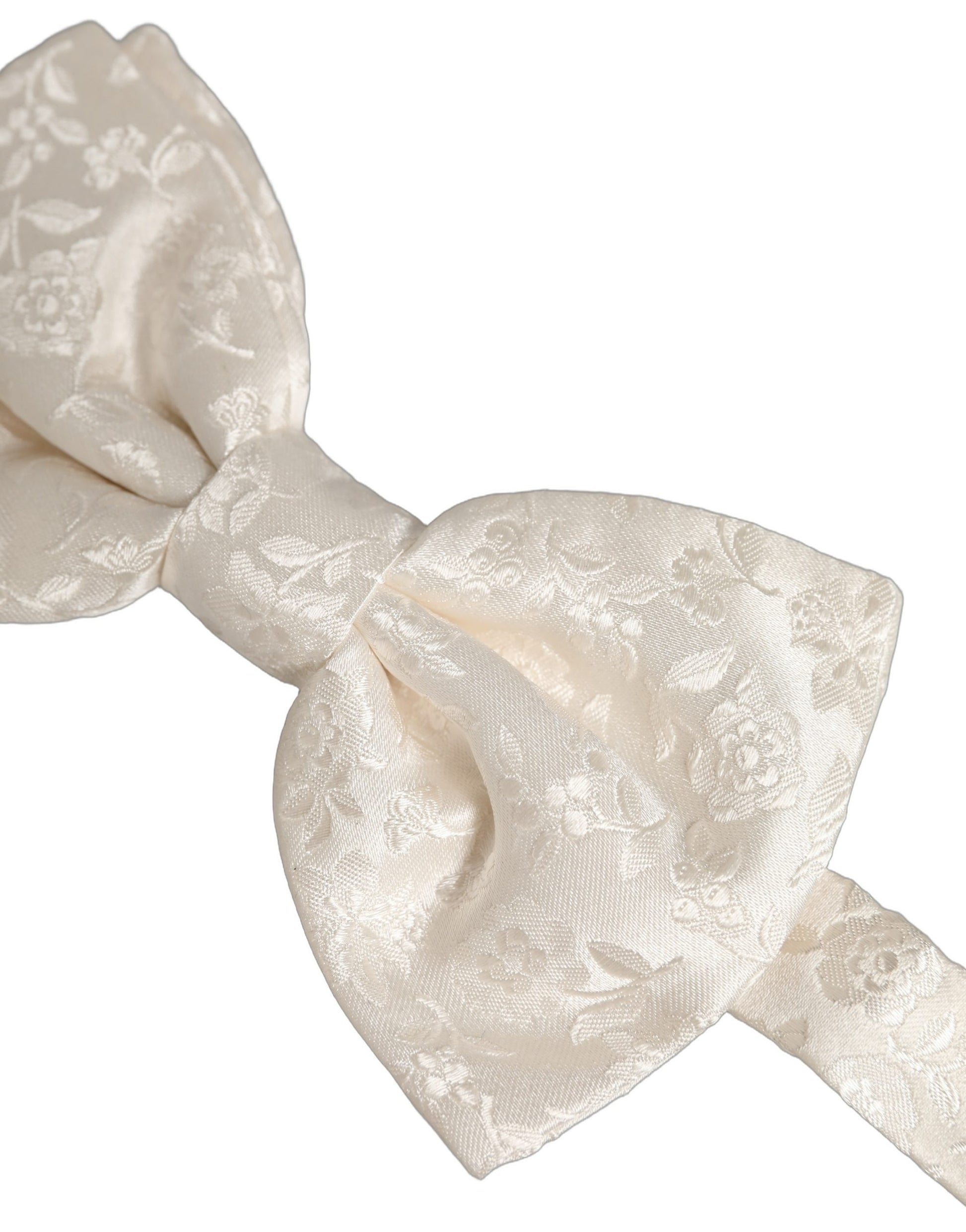 Dolce & Gabbana Men White Floral Silk Adjustable Neck Papillon BowTie