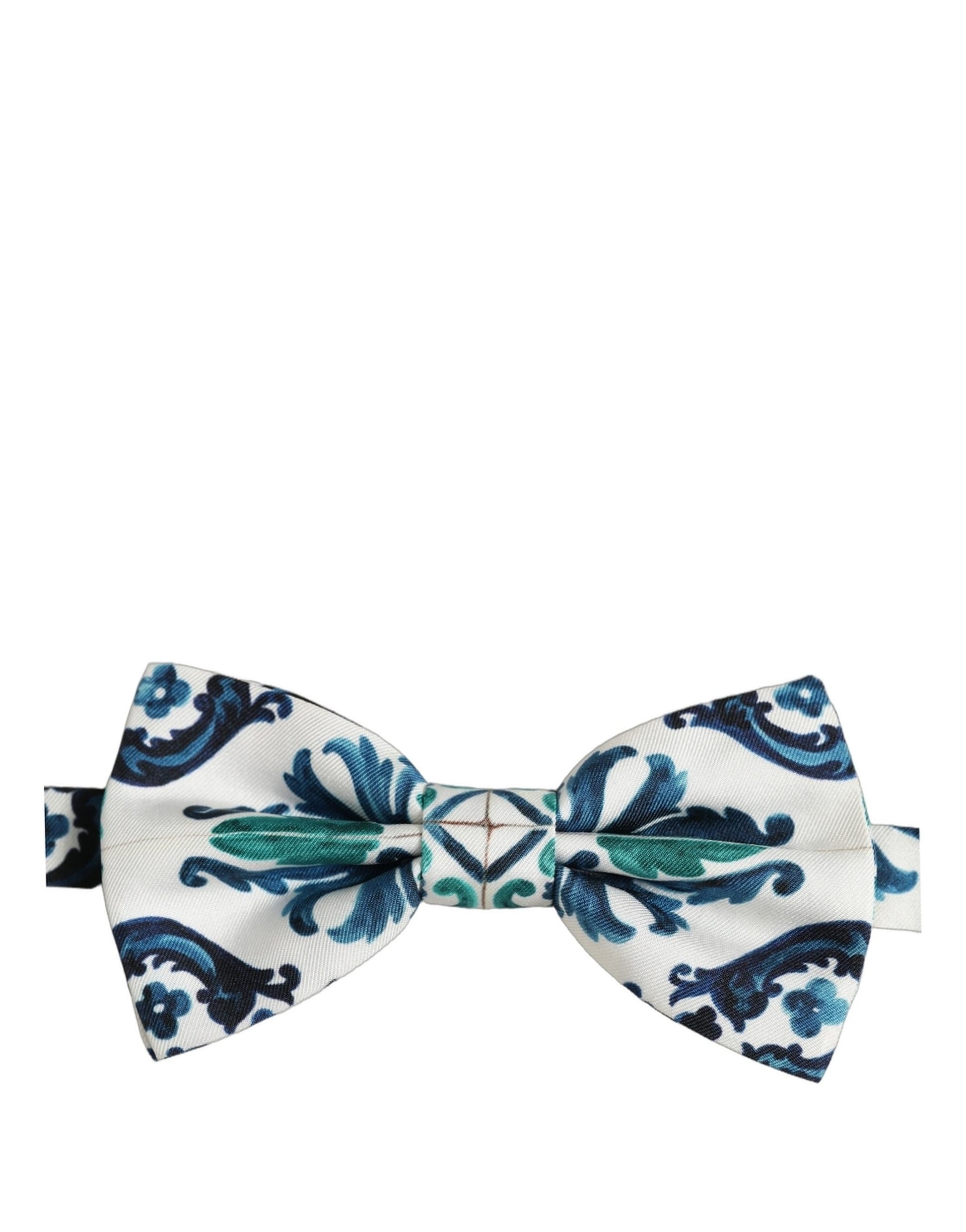 Dolce & Gabbana Men White Sicilian Silk Adjustable Neck Papillon Bow Tie