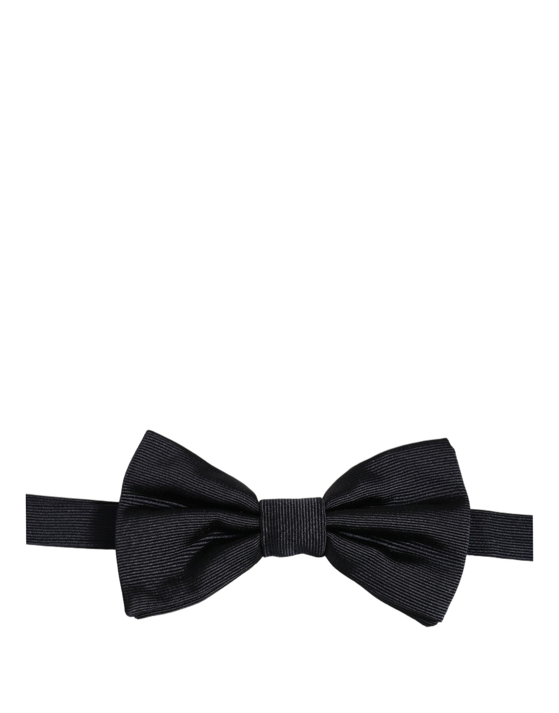 Dolce & Gabbana Men Black 100% Silk Adjustable Neck Papillon Bow Tie