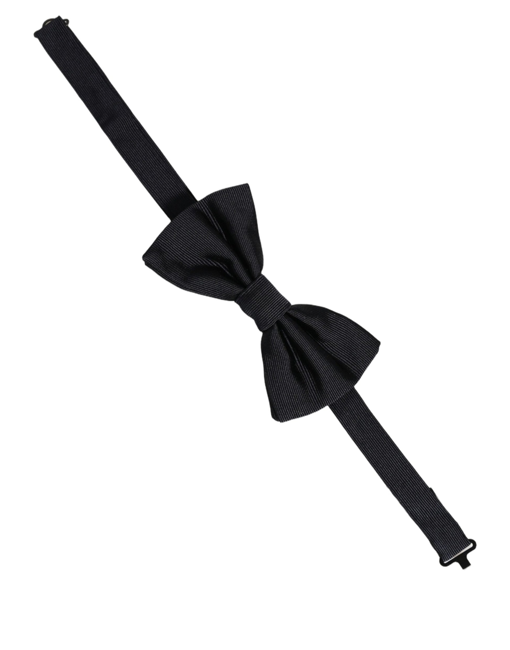 Dolce & Gabbana Men Black 100% Silk Adjustable Neck Papillon Bow Tie