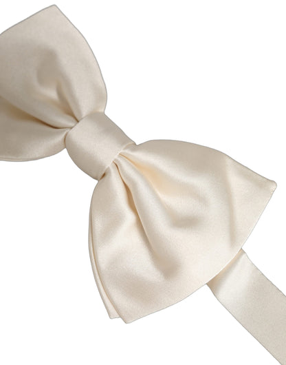 Dolce & Gabbana Men White 100% Silk Adjustable Neck Papillon Bow Tie