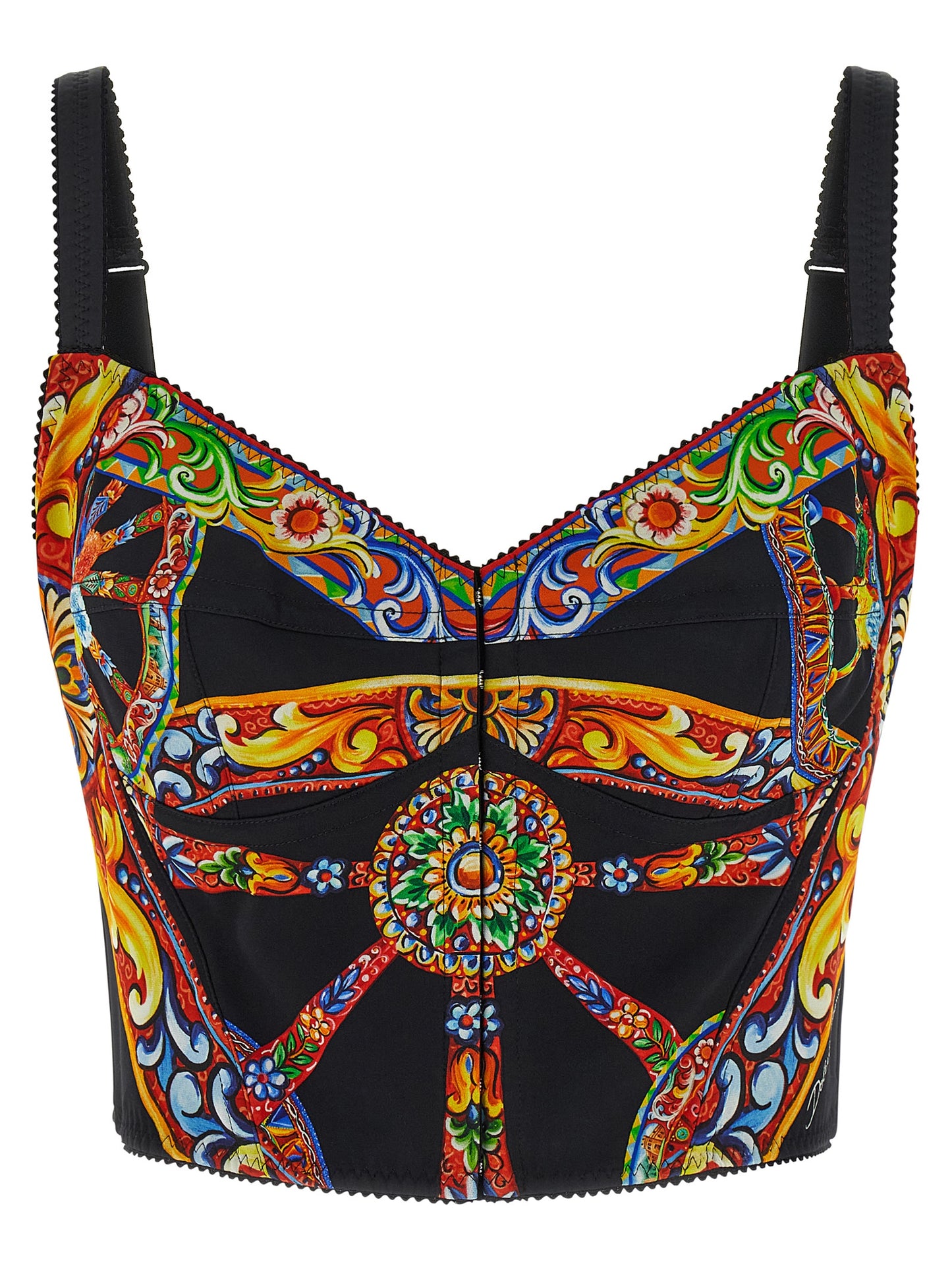 Dolce & Gabbana Multicolor Silk Charmeuse Tank Top with Sicilian 'Carretto' Print