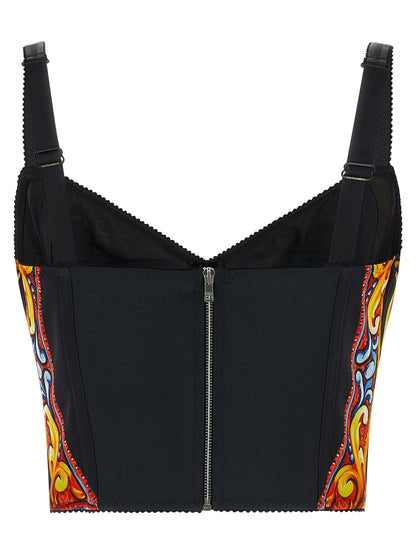 Dolce & Gabbana Multicolor Silk Charmeuse Tank Top with Sicilian 'Carretto' Print