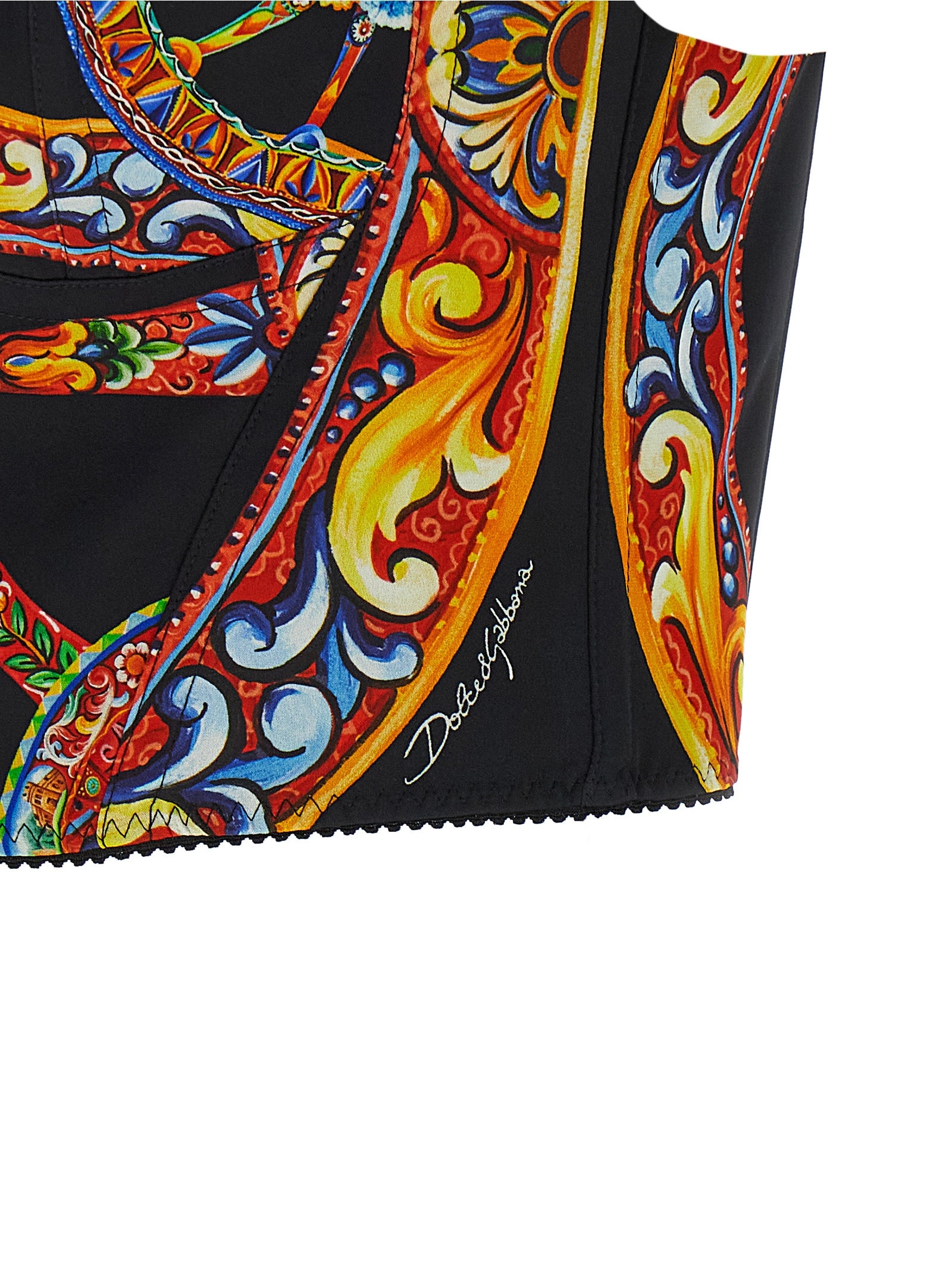 Dolce & Gabbana Multicolor Silk Charmeuse Tank Top with Sicilian 'Carretto' Print