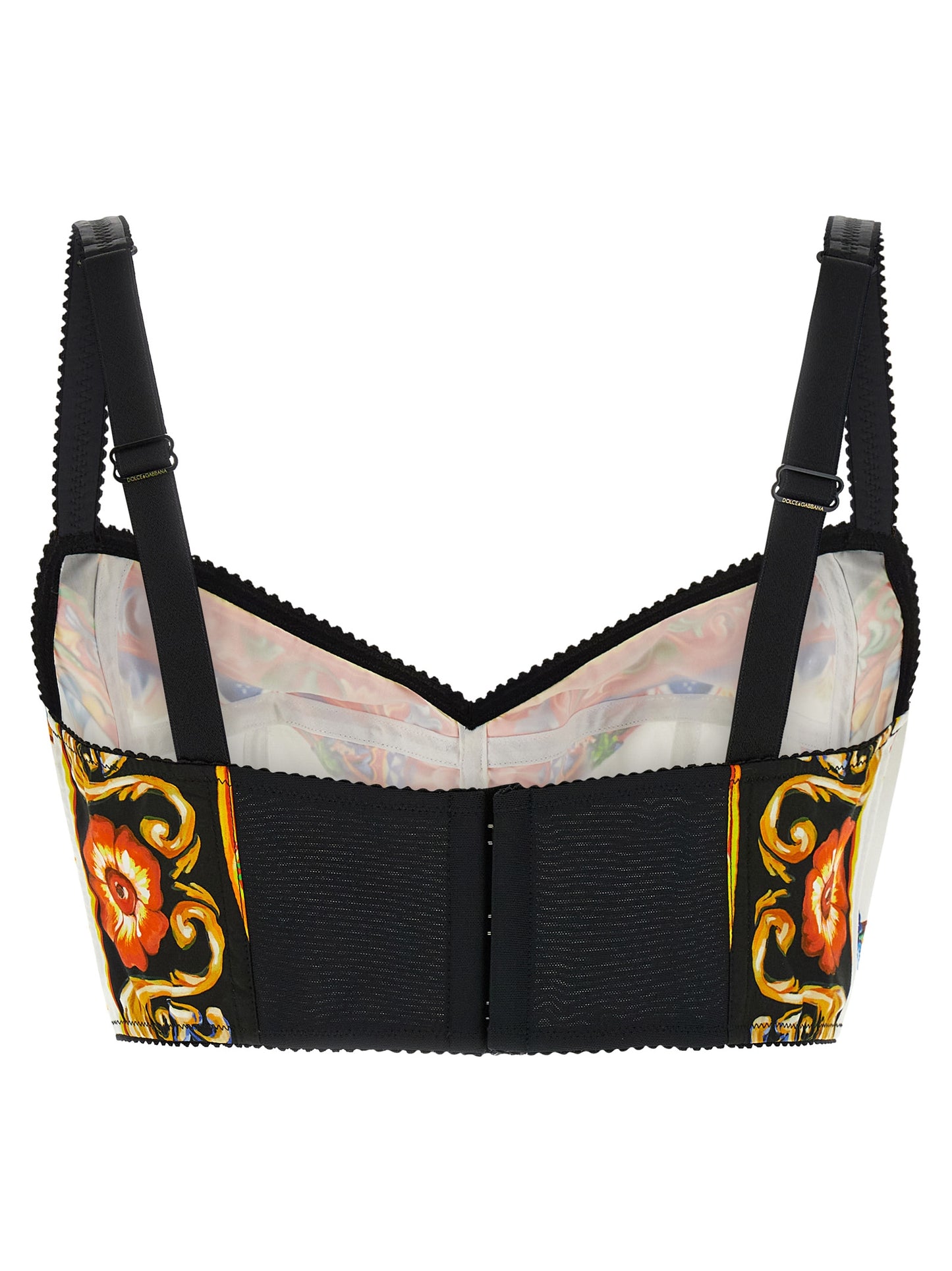 Dolce & Gabbana Multicolor Cotton Crop Top with Sweetheart Neckline